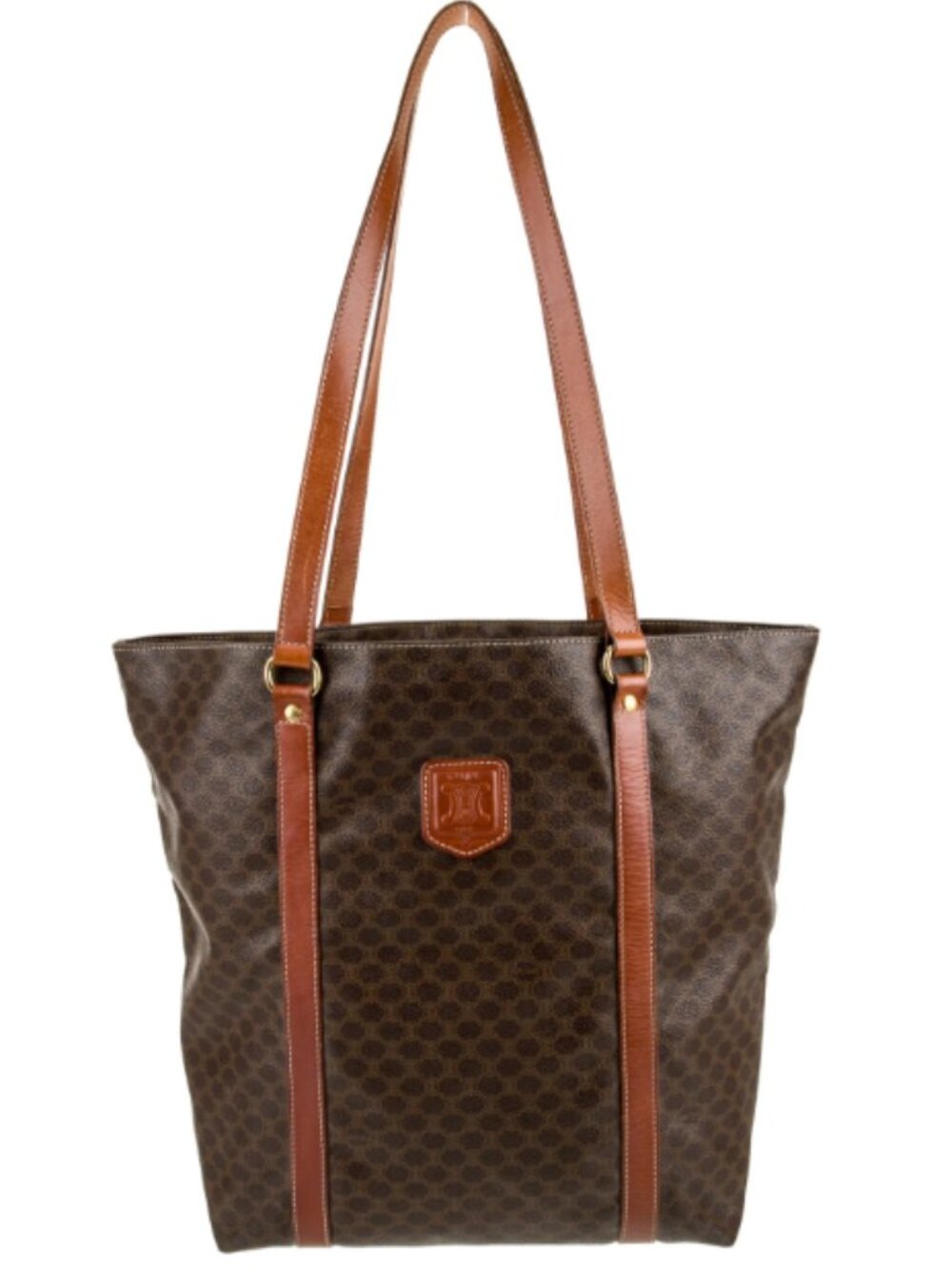 Authentic Vintage Celine Macadam Monogram Tote Brown PVC Leather Shoulder Bag
